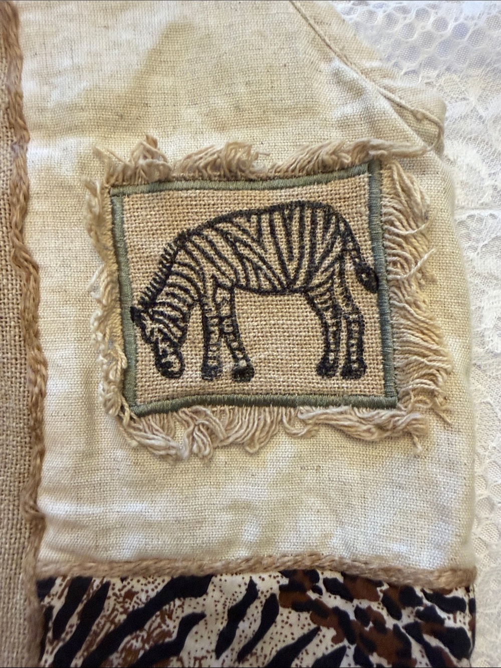 Vintage 90s Cottage Core Teacher tantrums Patchwork Safari Vest - Picture 7 of 10